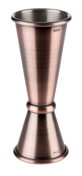 Barmaß Bar Jigger Cocktailmaß Meßbecher 2,5 / 5 cl Kupfer Antik Ø 4 x 11 cm