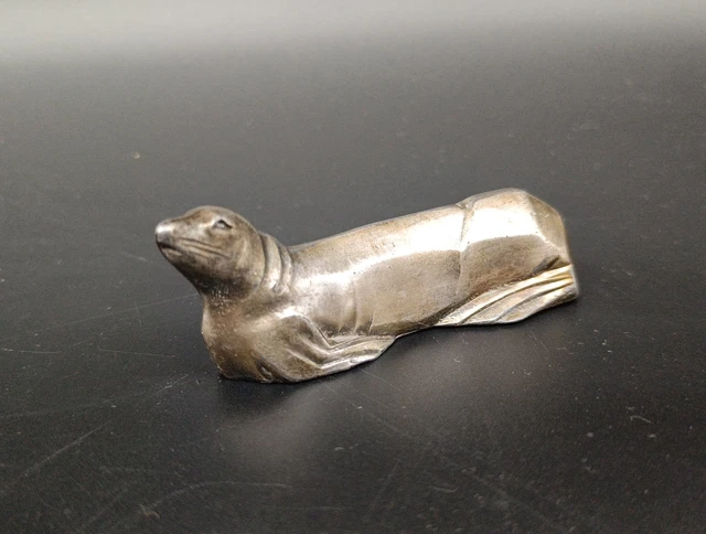 Ancien porte couteau otarie métal doré Sandoz Christofle Gallia Art