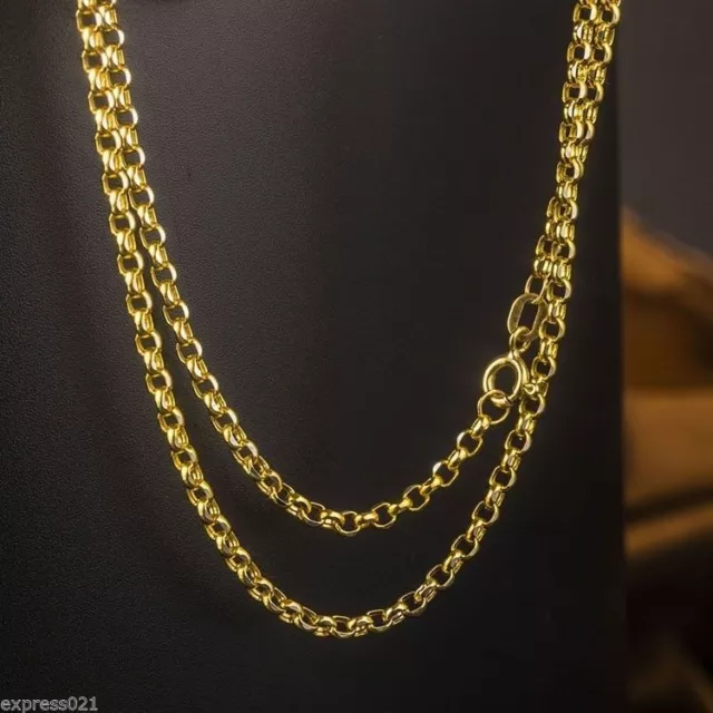 Real Pure 18K Yellow Gold Necklace Chain 2mmW Rolo Link Chain 22inch Length