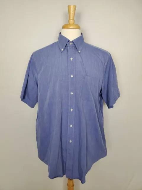 Brooks Brothers Makers Solid Blue Short Sleeve Button Up Shirt Men's Size 16.5