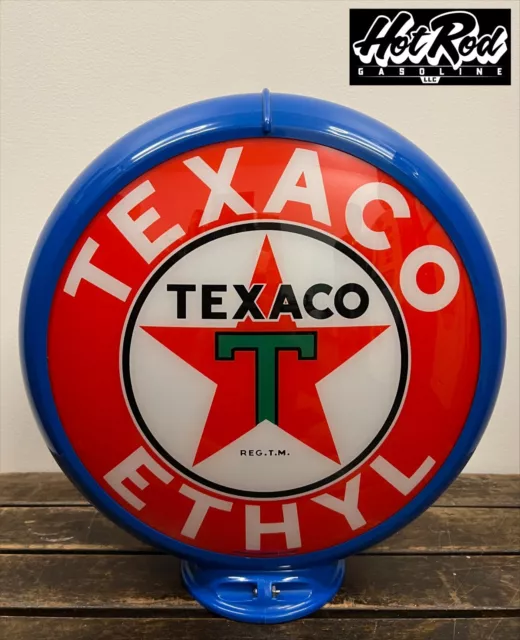 TEXACO ETHYL Reproduction 13.5" Gas Pump Globe - (Blue Body)