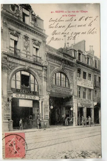 REIMS - Marne - CPA 51 - Théme Commerce - brasserie & casino academie billards