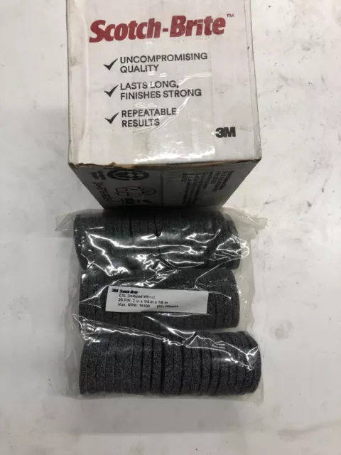 60 Pack - 3M Scotch-Brite 2" x 1/4" x 1/8" 2S FINE EXL Unitized Wheel 16100 RPM