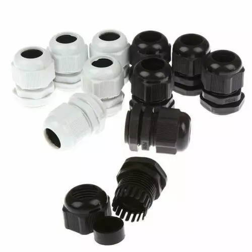IP68 Compression Stuffing Cable Gland Waterproof 20/25/32mm Black or White Pk10