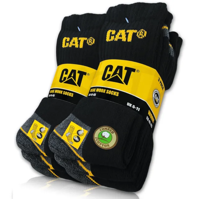 6 Paar CAT® CATERPILLAR REAL WORK Arbeitssocken Business Socken Strümpfe 35-50