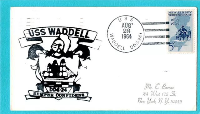 USS Waddell DDG-24 Naval Cover 1964