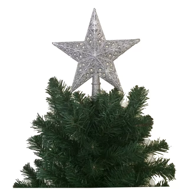8.3" H Star Tree Topper Glitter Christmas Decoration, Gold, Silver, Red, Blue