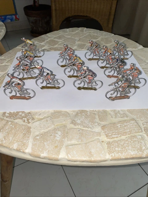 Figurine Tour De France Salza 1/32 - Moto Bleue Et Photographe - Aluminium - Occasion
