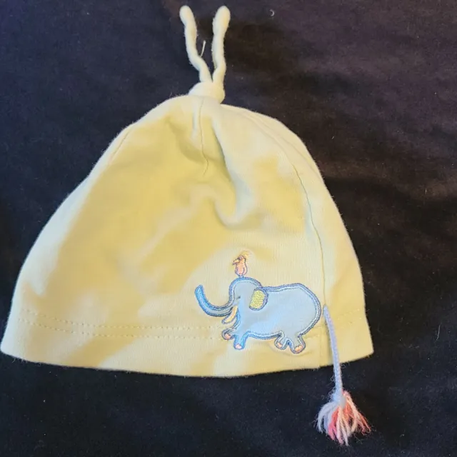 Carters John Lennon Blue Green Elephant Hat Cap Baby Layette 3-6-9 Clothes