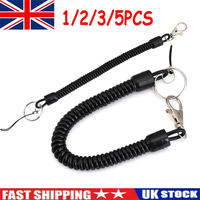 1-5x Spiral Key Chain Retractable Clip On Ring Stretchy Coil Spring Keyring NTL