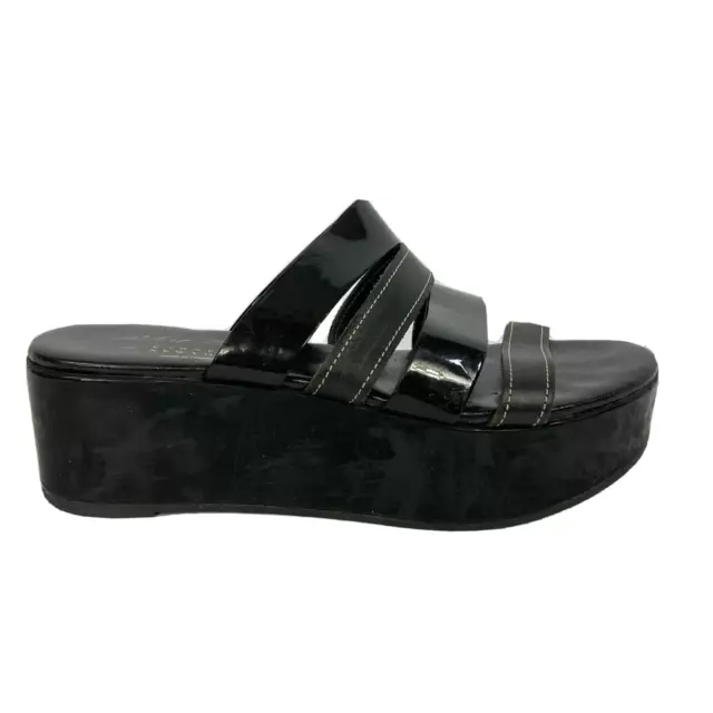 Robert Clergerie Sandals Womens Sz 8 Black Leather Platform Slides Barneys NY
