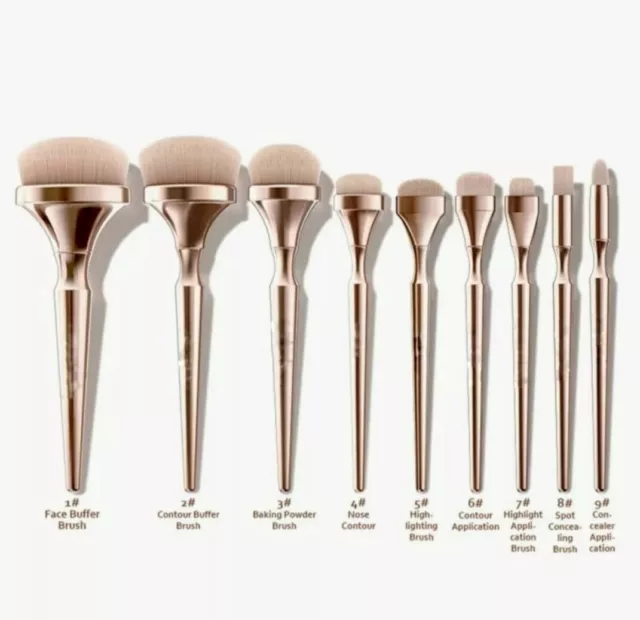 Professionelle Make-up Artist luxuriöse goldene Make-up Pinsel Set 9-teilig 2