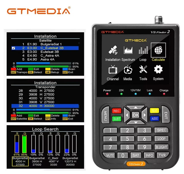 GTMEDIA 1080P HD Satellite Finder Meter DVB-S2X/S2/S Sat Signal ...