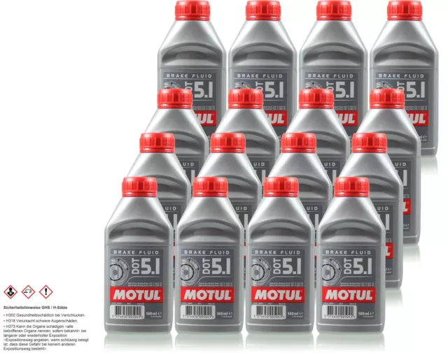 16x 0,5 Liter Original Motul 100950 Bremsflüssigkeit DOT 5.1 Brake Fluid