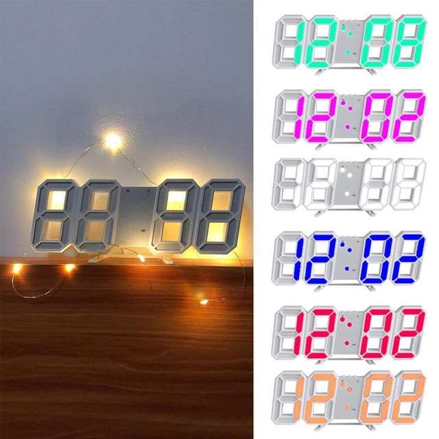 Large 3D LED Wall/Desk Digital Alarm Clock Big Digits Brightness USB Auto T5R0