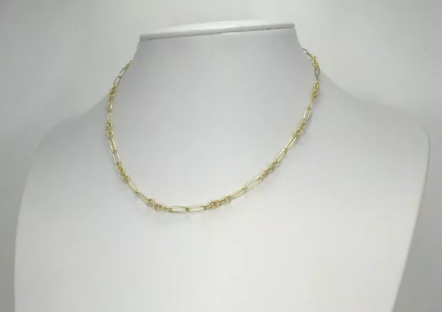 Beautiful vintage 1980s sterling silver gilt 16" trombone chain. New old stock.