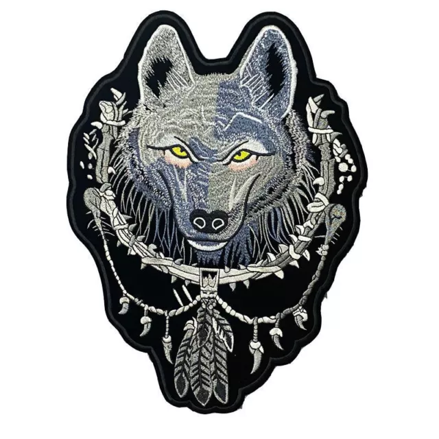 Gilet moto fai da te fai da te Dream Catcher Wolf Grande Toppa Ricamata Ferro su Applique