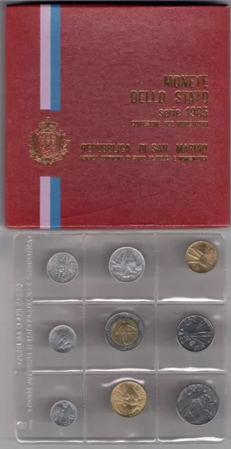 1985 Repubblica di San Marino, Monete Divisionali,FDC senza 500 lire in argento