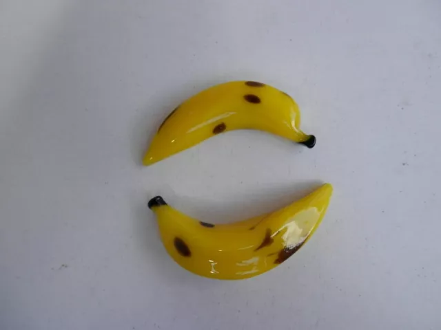 2 bananes   En Verre De Murano , Vintage
