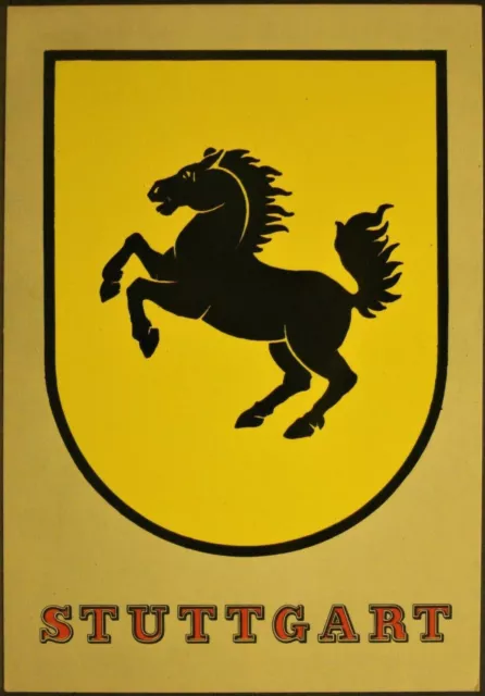 Stuttgart - City Emblem - Inspired Porsche Logo - Germany - Vintage Postcard