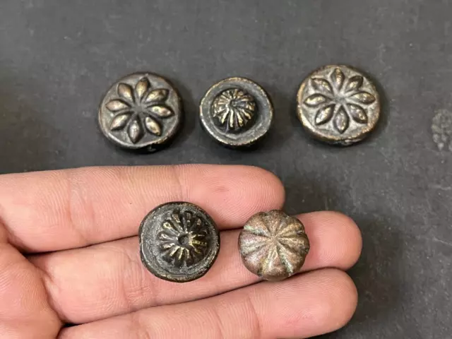 Old Antique Unique Shape Rare Bronze Opium Weight Measurement Seer Scale 5 Pcs