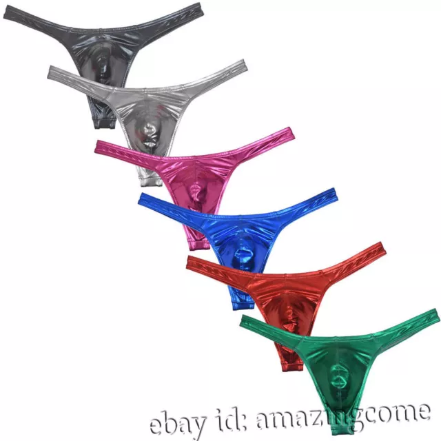 MEN 5-PACK SHINY Leather Like T-back Underwear Male Stretchy G-string Thong  Pant $26.92 - PicClick