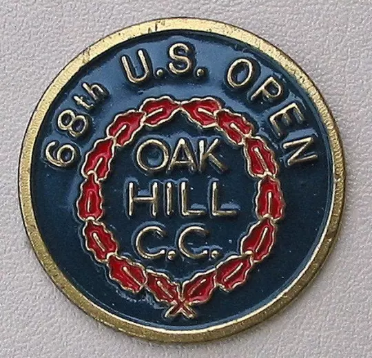 1968 Us Open Hand Painted 1" Coin Old Golf Ball Marker Oak Hill Country Club