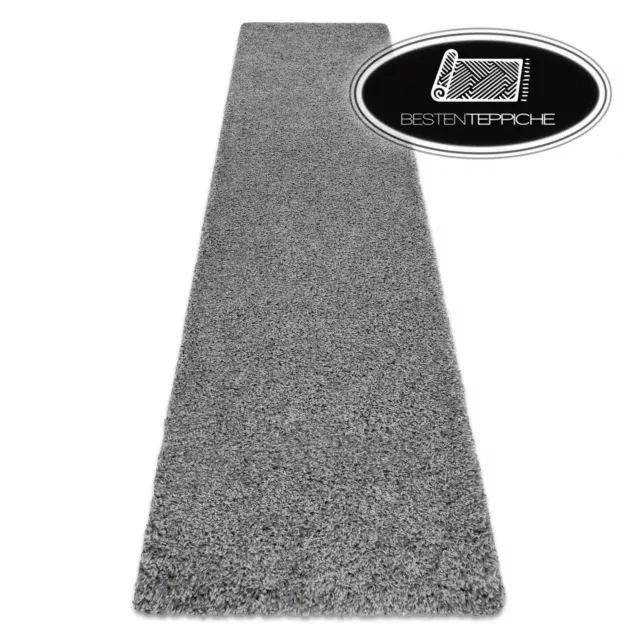 Modern Plain Shaggy Carpet, Runner " Soffi " Soft 2in Very Thick Grey