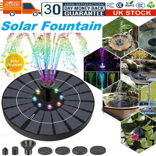 8 LED Solar Panel Powered Fountain Water Feature Pump Garden Pool Pond Aquarium