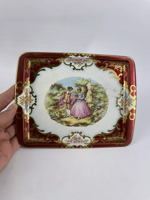 Vintage DAHER Decorative Tin Ware Trinket Dish Tray Made in England People