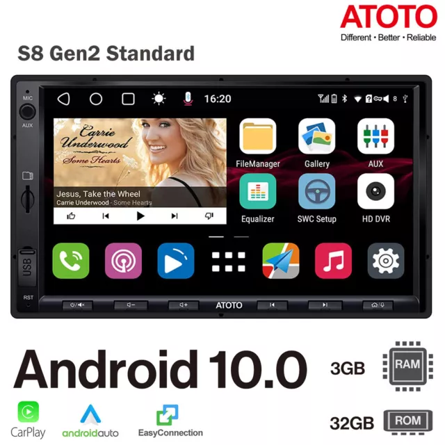 ATOTO S8 ANDROID doppio DIN MP3 Touchscreen GPS Bluetooth USB 3G+