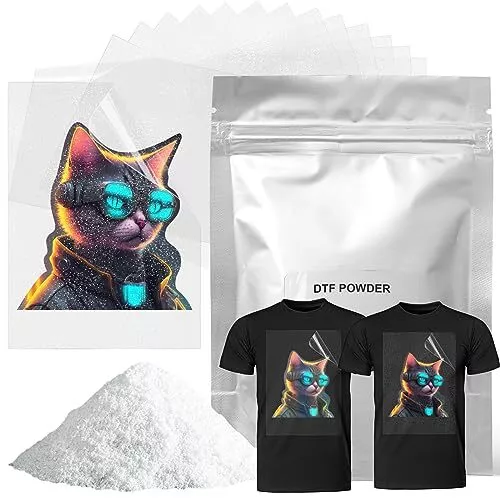 DTF Powder and Transfer Film Kit for DTF Sublimation Printers, 20 Sheets Glos...