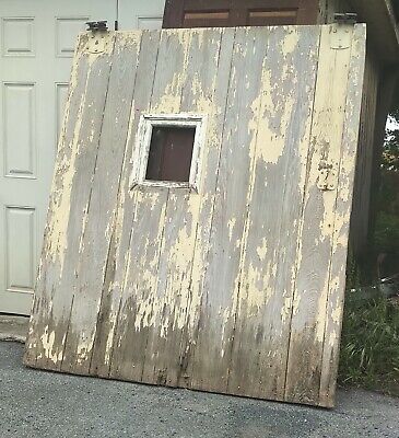 Vintage Authnetic Amish Wood Rolling Barn Door, Reclaimed Lumber, Architectural