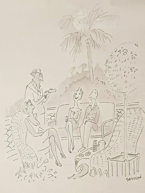 DESSIN de presse signé par SEMPE Humour invitation d'amis Publicité Advertising