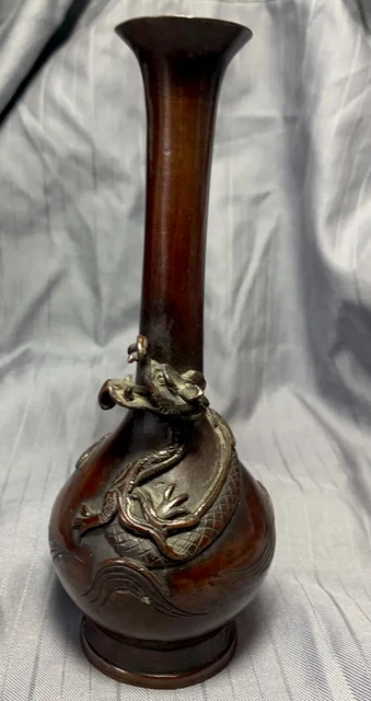 Meiji Japanese Dragon Vase~ Antique 19th Century Bronze Pristine Condition