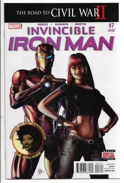 INVINCIBLE IRON MAN #7 3rd Print Key 1st RIRI WILLIAMS Ironheart (NM-)  n180x