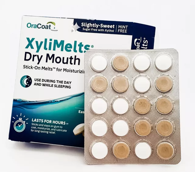 Xylimelts Dry Mouth lozenge "Sligtly Sweet" mint-free 120 lozenge pack FREE POST