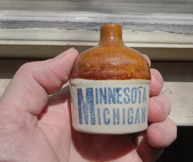 Minnesota Michigan College Football Rare Early 1900 Redwing Stoneware Mini Jug