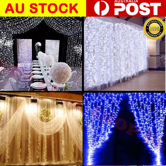 300/600 Led Curtain Fairy Lights Wedding Indoor Outdoor Christmas Garden Party