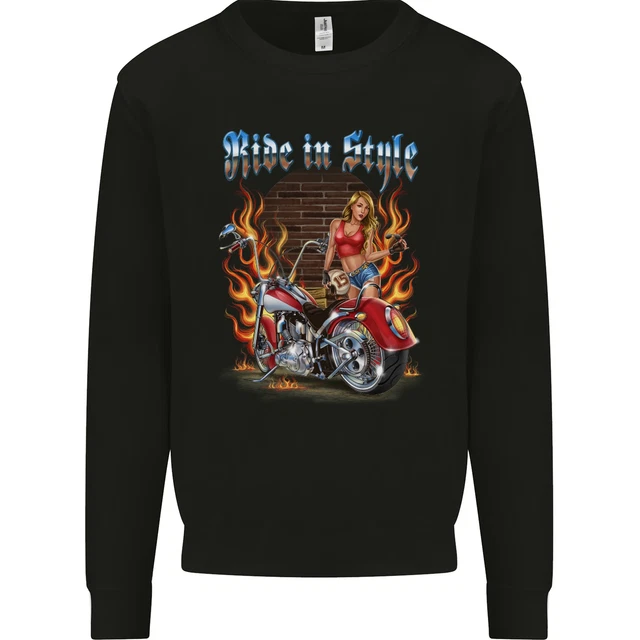 Biker Ride in Style Chopper Motorcycle Mens Sweatshirt Jumper