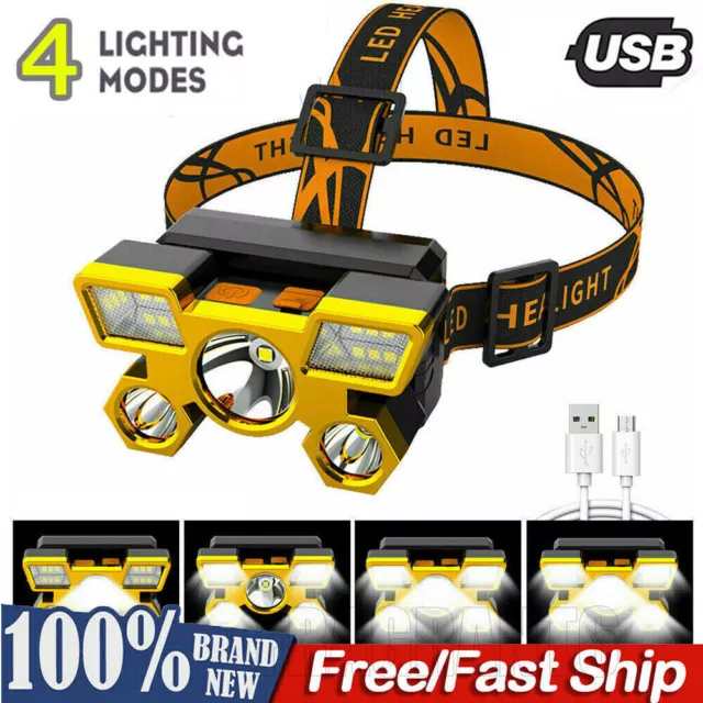 Rechargeable Headlamp Head Torchs LED camping hiking USB Waterproof Super Bright