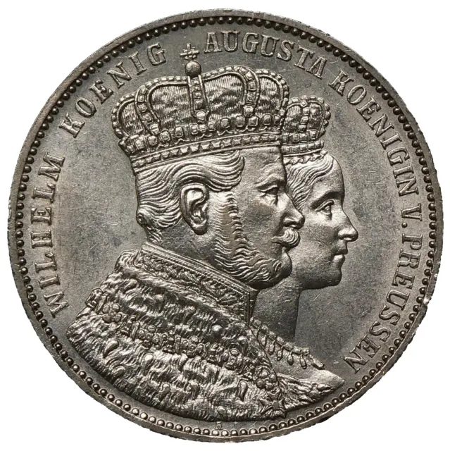 1861 Prussia Thaler Coronation Silver KM488 German State William I #22293