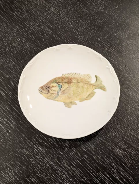 Vintage Bareuther Waldsassen Germany Fish Design on White Salad Plate 8"