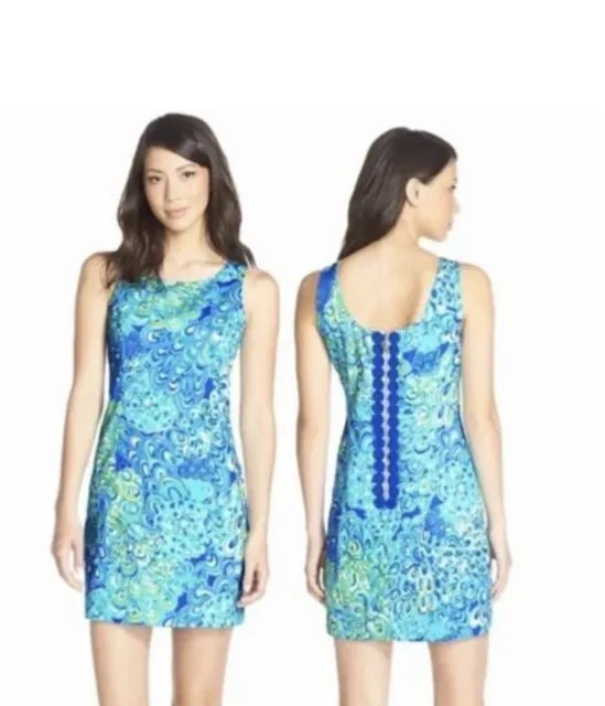 NWT Lilly Pulitzer Cathy Shift Dress Lilly’s Lagoon Sea Blue Peacock Size 0