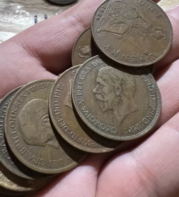 Coin England 🏴󠁧󠁢󠁥󠁮󠁧󠁿 One Penny  - King George 1 Purchase 1 Coin Mixed #11 2