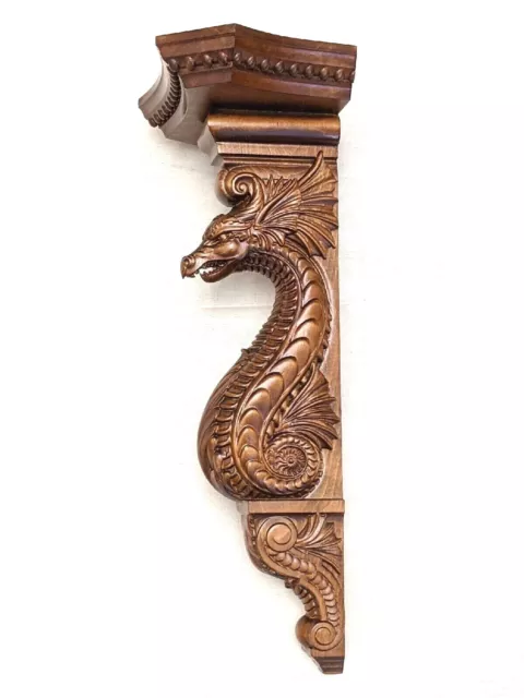 Estante de madera tallado madera dragón ménix soporte de pared único