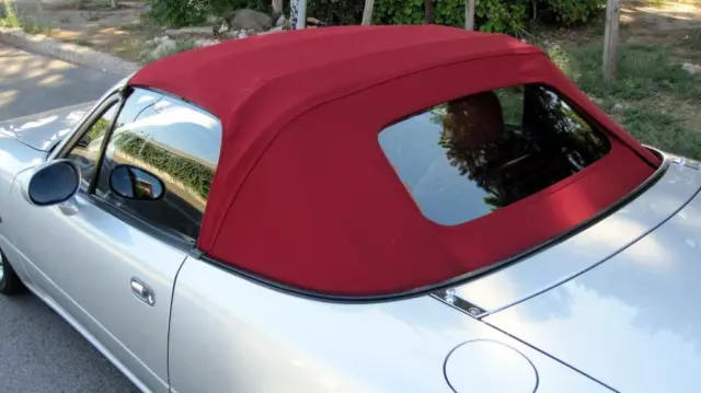 Mazda Mx5 MK2 - Burgundy Mohair Soft Top Hood with Heated Glass Window