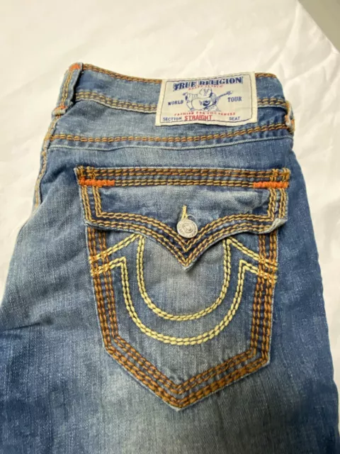 Men's True Religion Billy Super T World Tour Stitch Mega Denim Jeans Size 32