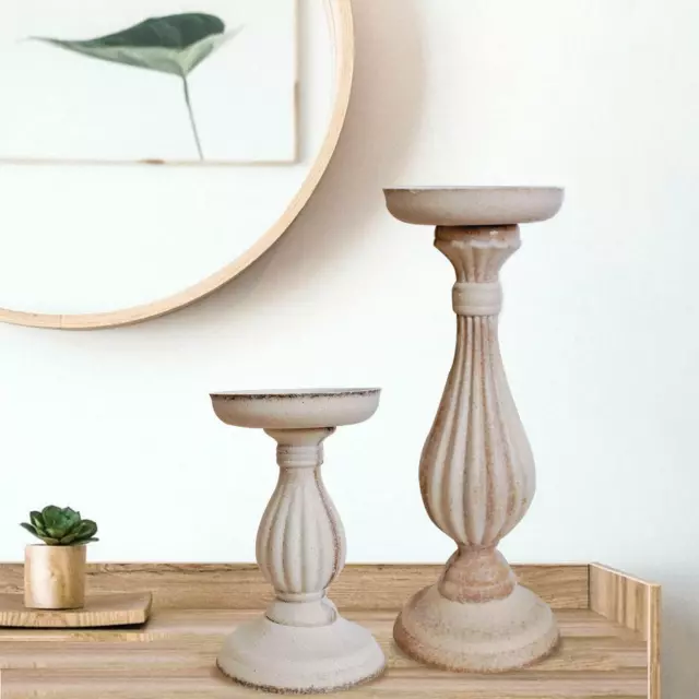 Wooden Pillar Candle Stick Holder Candlestick Photographic Prop for Table