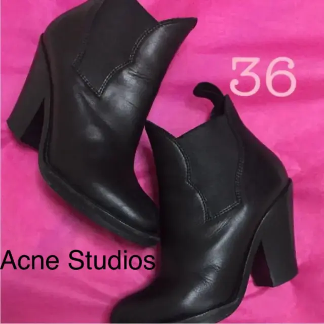 ACNE STUDIOS Leather Women's Short Boots Size 36 Black USED